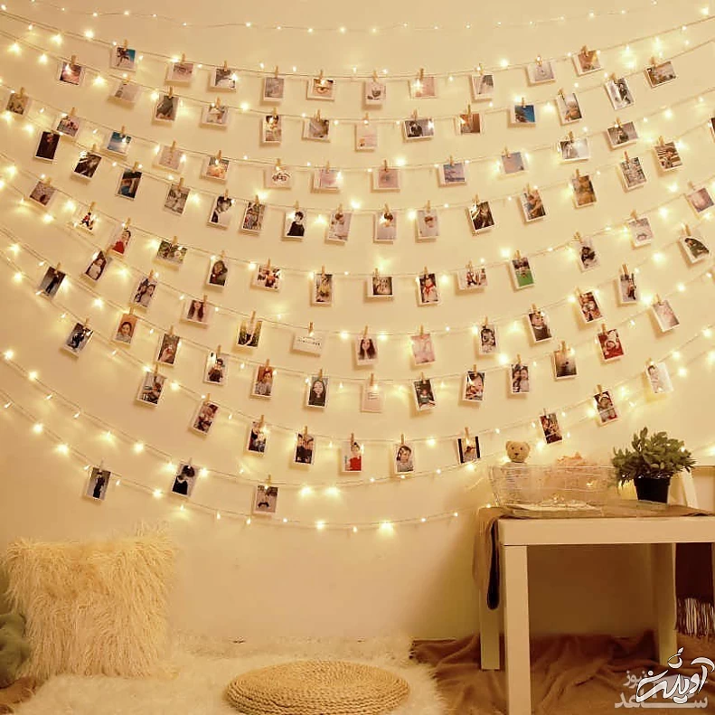 تزیین اتاق خواب با ریسه های رنگی در دکوراسیون منزل